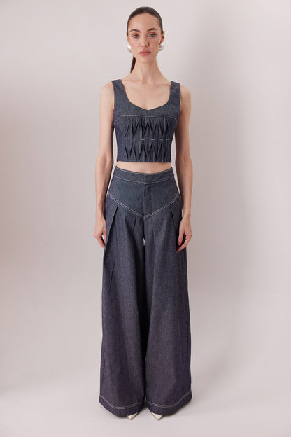 Top Malena Denim en denim oscuro con Pantalón Echo — Sanna The Gentlewoman