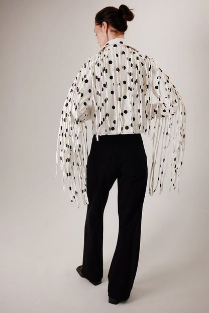 Chaqueta MonteNegro, espalda con flecos largos — Sanna, colección The Gentlewoman